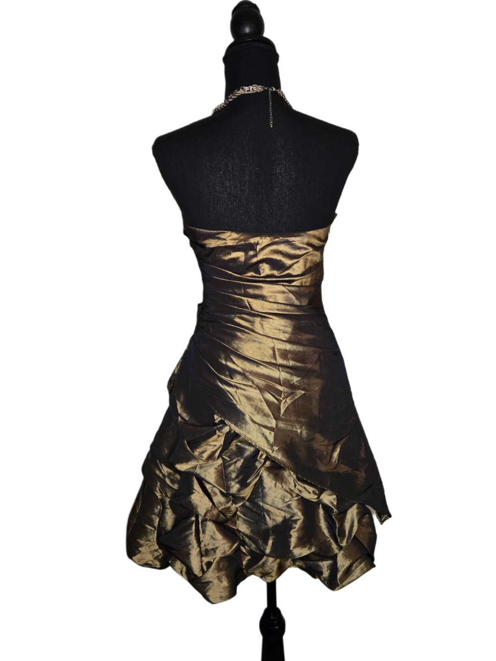 Y2k Strapless Metallic Bronze Cocktail Dress - Picture 3 of 5